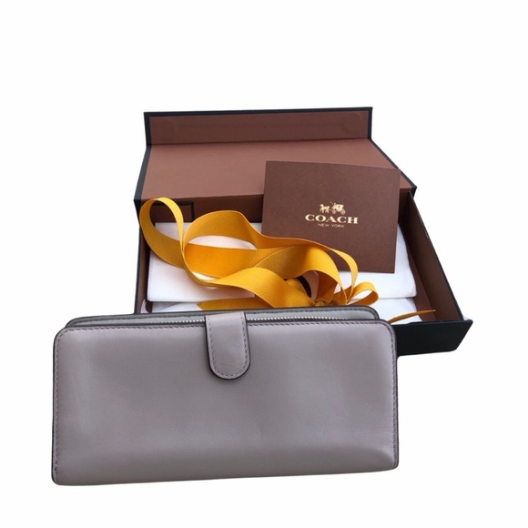 Coach Handbags - COACH Slim Wallet Smooth Calf Leather Gray w Silver Hardware AUTHENTIC